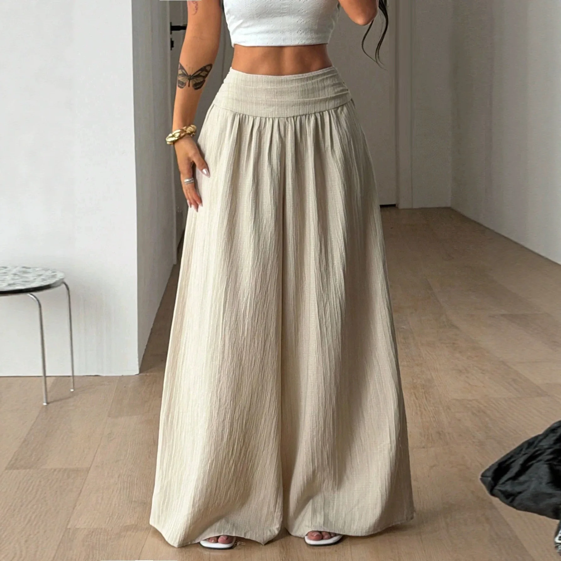 Women's Casual Versatile Elastic-waist Loose High-waisted Pants