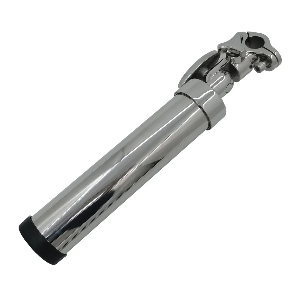 Adjustable Tube Clamp Rotatable Boat Rod Clamp For Harsh Saltwater Conditions Polished Silver Finish Rust Resistant Construction