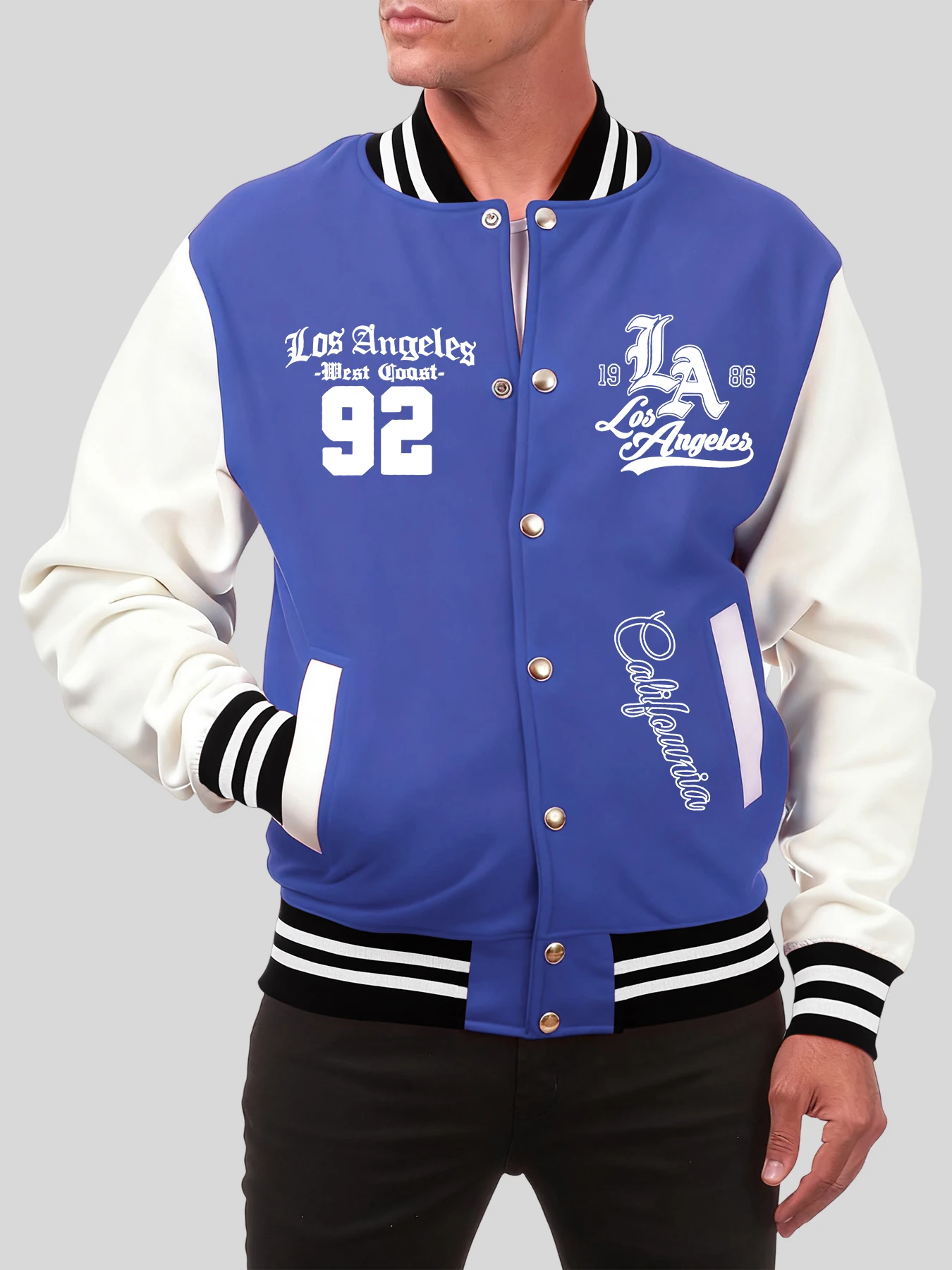 Número 92 e alfabeto artístico imprime uniforme de beisebol masculino moda jaqueta de algodão americano hip hop topo solto roupas all-match