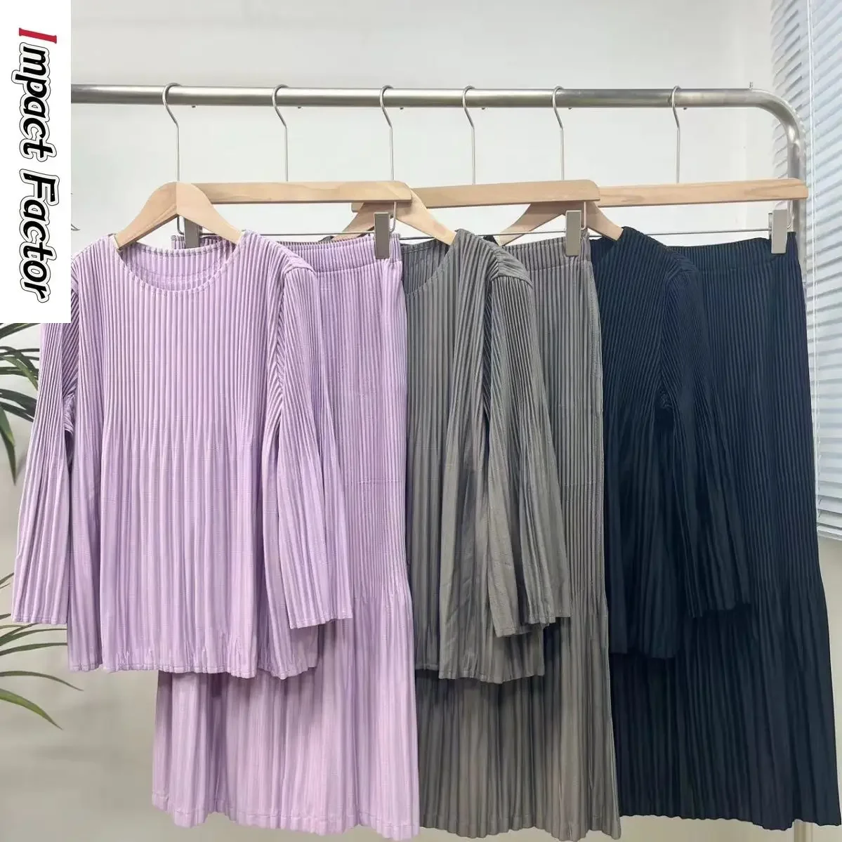 2024 Spring and Autumn Season Three House Pleated Two Piece Corn Kernel Flower Butterfly Print Top+A Fold Half Body Skirt Set