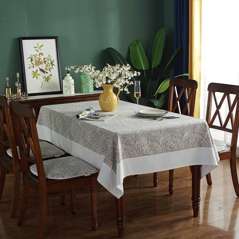 

Indoor Dining Table Tablecloth Vintage Idyllic Restaurant Design Rectangular Household Table Cloth Cotton Linen Room American