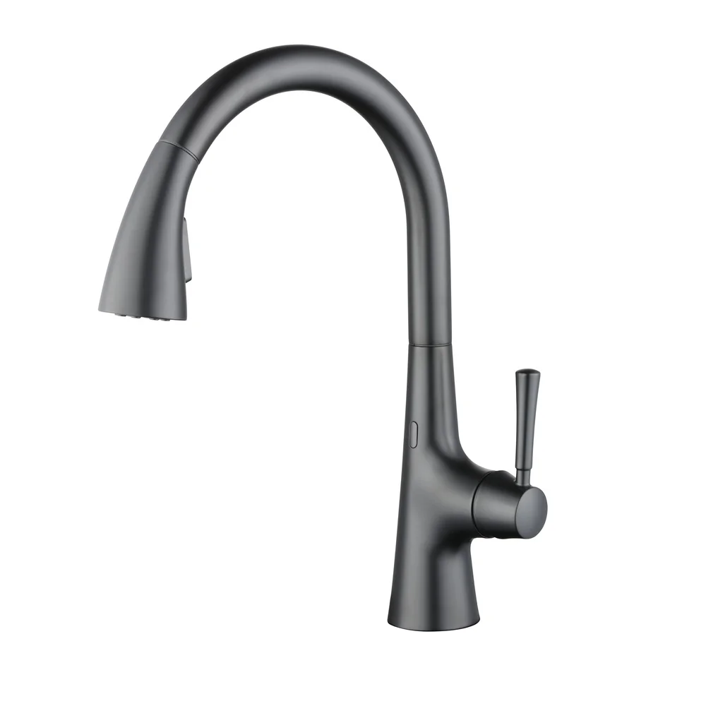 Touchless Pull Down Kitchen Faucet Matte Black Stainless Steel 360 Degree Swivel Sprayer Hands-Free Operation Easy Installation