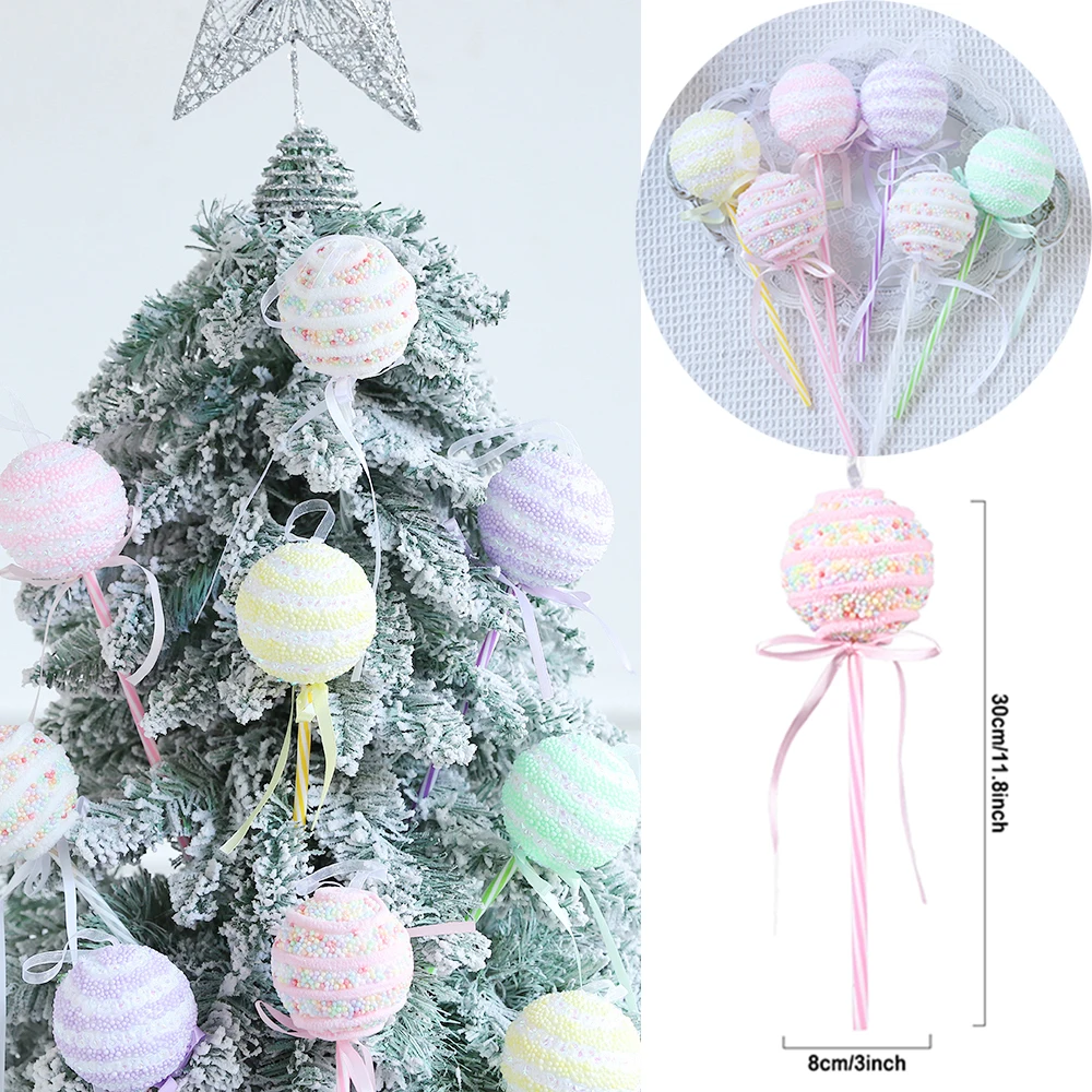 

1pc Christmas Tree Hanging Foam Ball Pendant Macaron Pink Purple Colorful Balls Christmas Party Decoration Navidad Holiday Gift