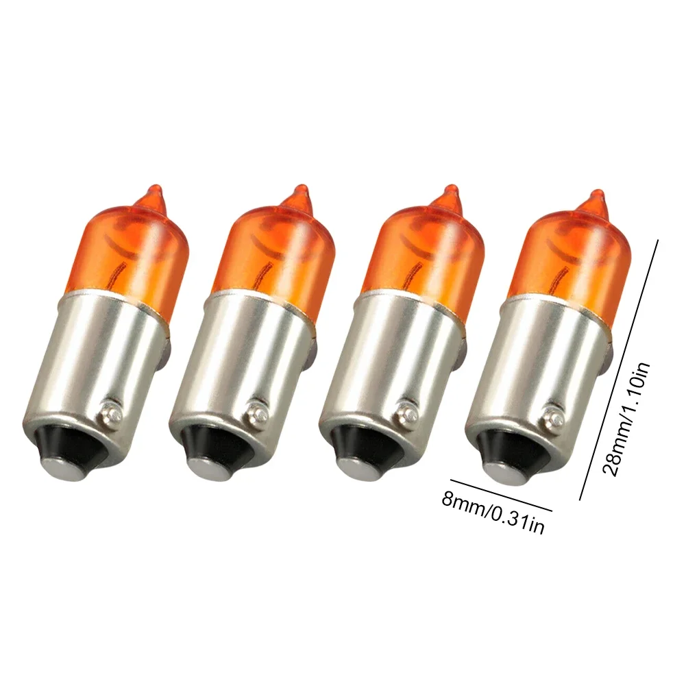 4PCS Motorcycle Mini Indicator Bulbs Halogen BA9S Base Amber 12v 21w Replacement Parts Super Bright Turn Signal Bulbs
