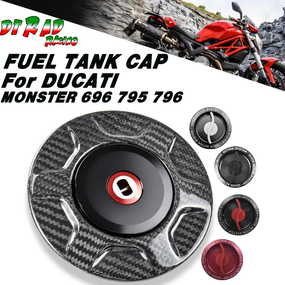 

For DUCATI MONSTER 696 795 796 2009-2014 Carbon Fiber Quick Gas Petrol Tank Cap Motorcycle Locking Key Plug Fuel Filler Cap