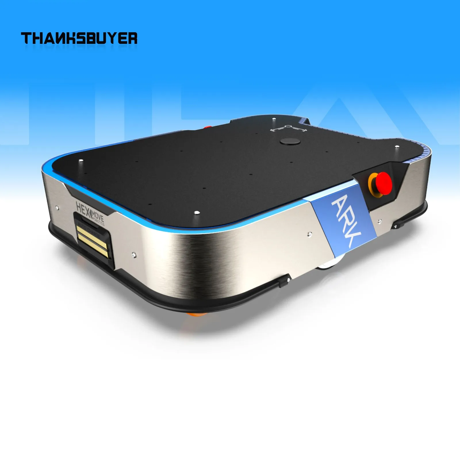 Podwozie AGV HEXMOVE Robotics ARK do użytku w pomieszczeniach z automatycznym systemem ładowania i prędkością 1,5 m/s dla obciążenia do 80 kg