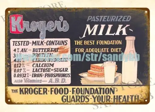 Krogers Milk dairy metal tin sign courtyard homes