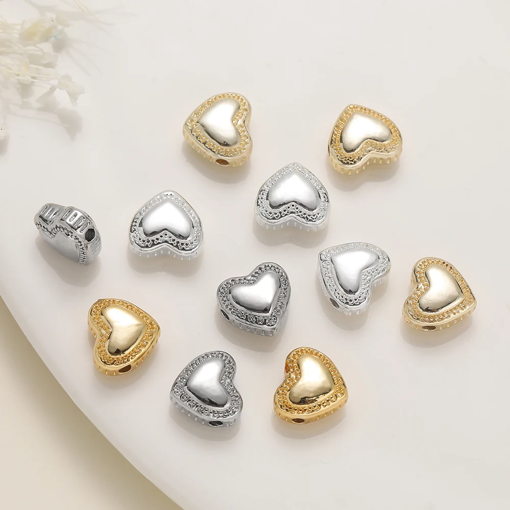 2Pcs/Pack 14/18K Gold Color Plated Heart Shape Charms Spacer Beads for Handmade DIY Necklace Jewelry Making Accessories image 3