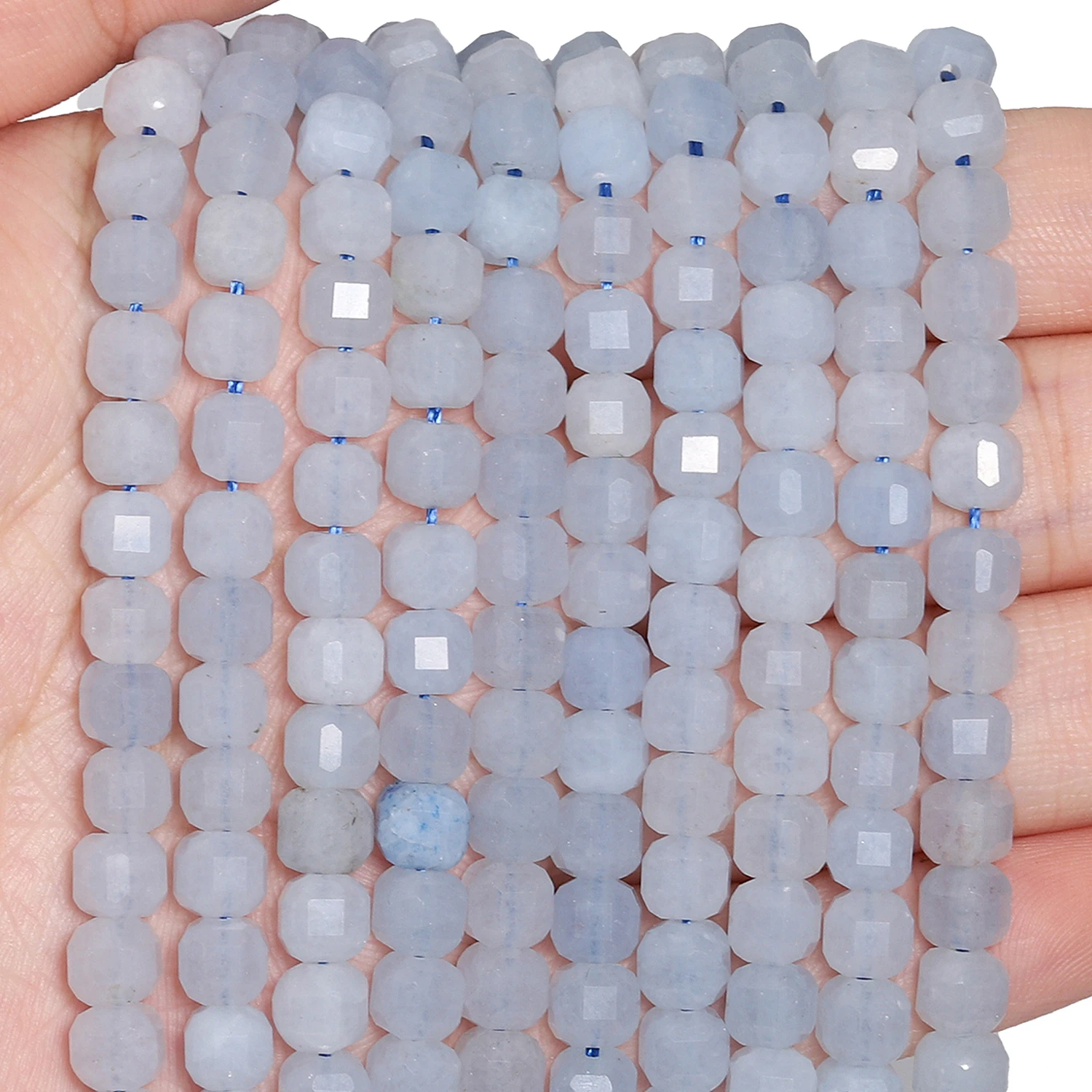 5mm Facted Cube Shape Beads Aquamarine Loose Stone Beads for Jewelry Making Diy Bracelet Beadings Accessories Wholesale