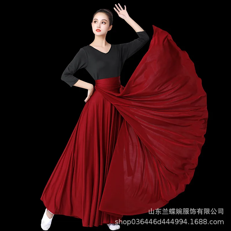 Flamenco Skirt for women Spanish  Dance Skirt Belly dance long Dress Big Swing Skirt Gradient Color Performance Gypsy Skirt