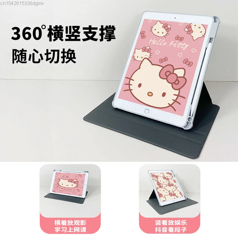 Imagem -05 - Sanrio Olá Kitty Rotable Ipad Pro Case Protetor Acrílico 11 9ª Geração 12.9 Air Capa Anime Bonito y 2k Case Tablet