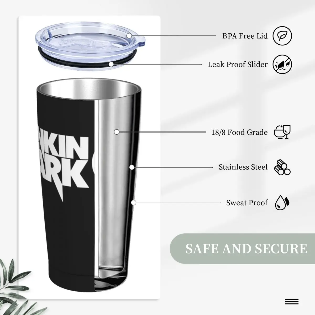 Linkinpark Rock Music Band Tumbler Vacuum Insulated Vintage Logo   Coffee Cups with Lid Straw School Mugs Hot Cold Drink 20oz