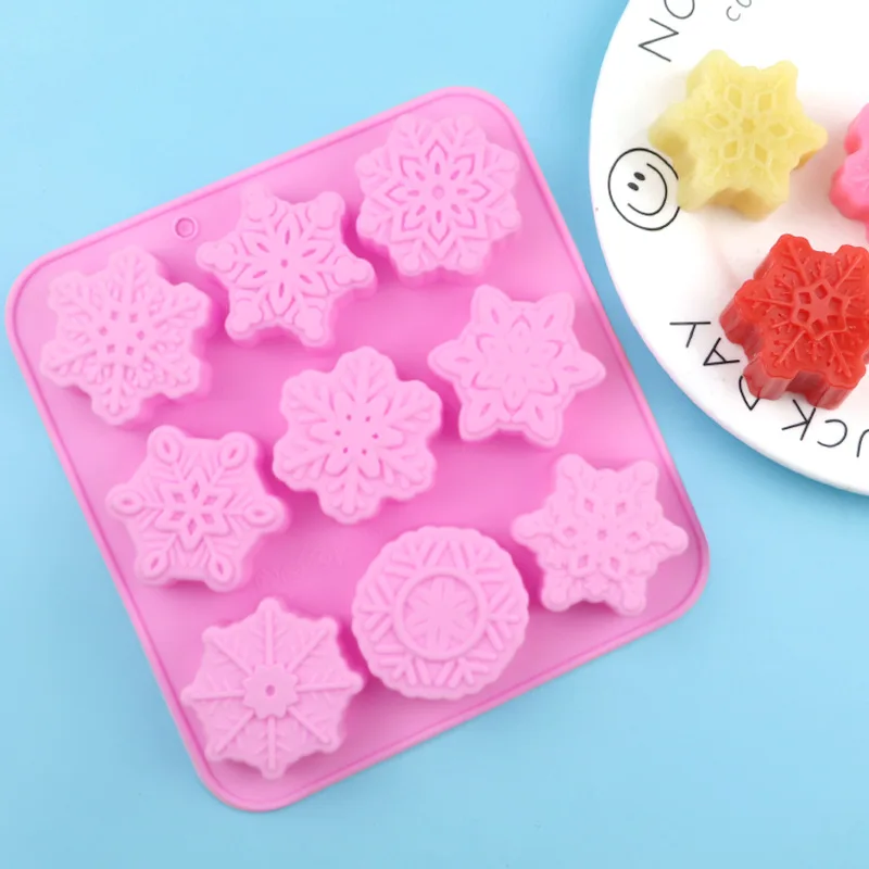 Wholesale 9 Different Snowflake Silicone Cake Molds Silicone Mooncake Moulds DIY Handmade Aromatherapy Soap Mold 1348