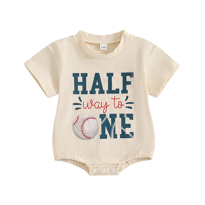 Baby Boy Baseball Romper Letter Print Short Sleeve Jumpsuit Casual Summer Clothes