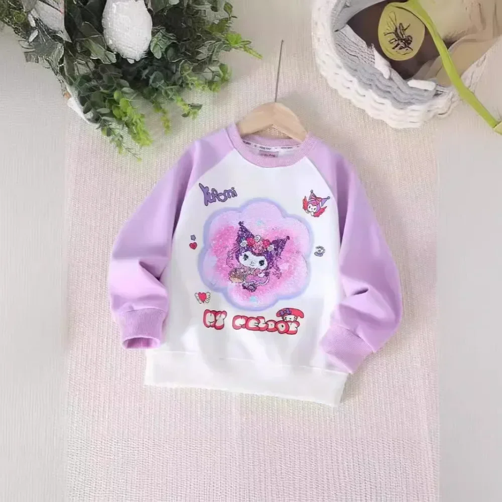 Autumn Spring Cinnamoroll Anime  Sanrio Children Long Sleeve Clothing Kawaii Cute Cartoon Kuromi Hoodie Blouse Gifts for Kids