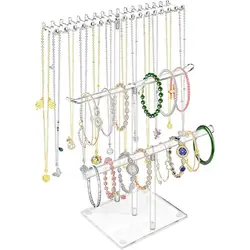 T Bar Jewelry Stand Organizer, Jewelry Display Stand Countertop with Base Jewelry Organizer Holder for Earrings Shopping Mall