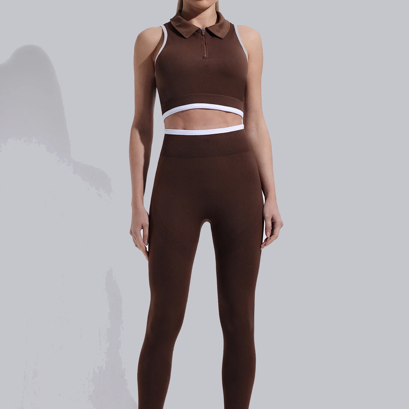 اليوغا مجموعة 2 قطع المرأة رياضية سلس زيبر أكمام الرياضة الصدرية تجريب عالية الخصر طماق اللياقة البدنية ملابس رياضية للصالة الرياضية