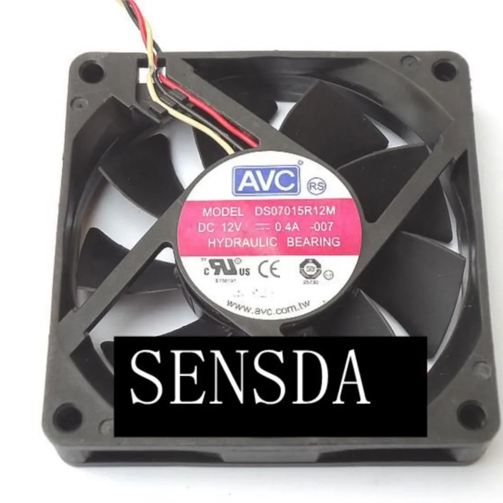 orginal For AVC DS07015R12M 3 Wires Temperature Control CPU Cooling Fan DC 12V 0.4A 7015 70*70*15mm 7cm