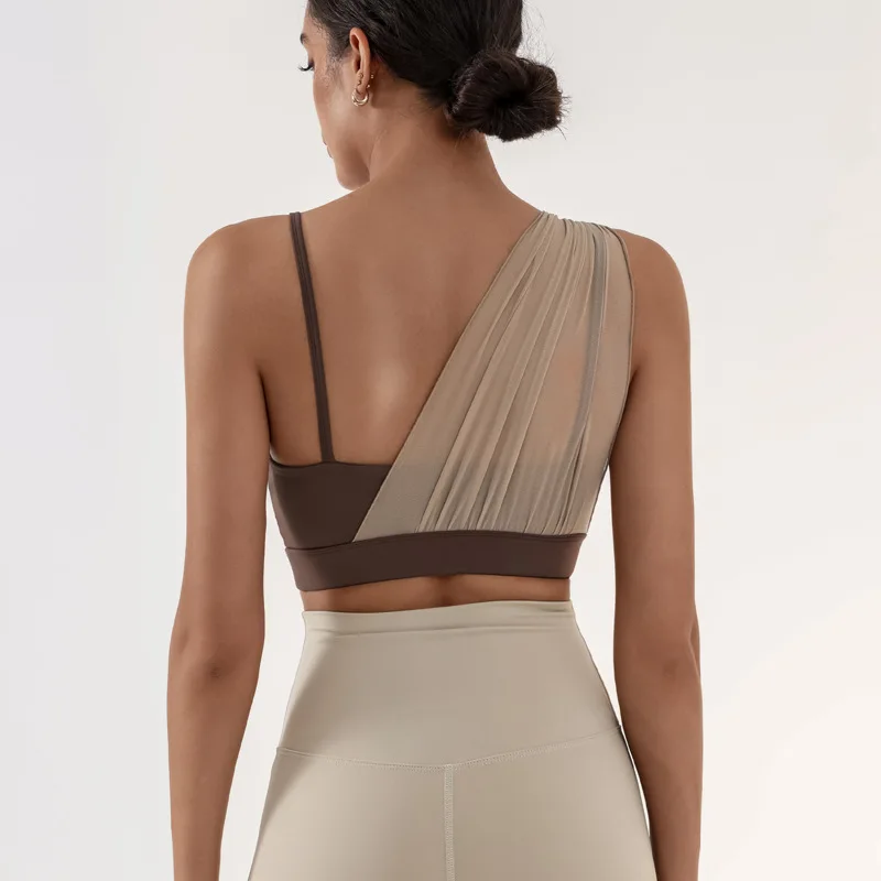 חזייה ספורטיבית לנשים, כולל רפידות שד, אימון כושר, splicing רשת, גמישות גבוהה, ייבוש מהיר, תחושה עירומה