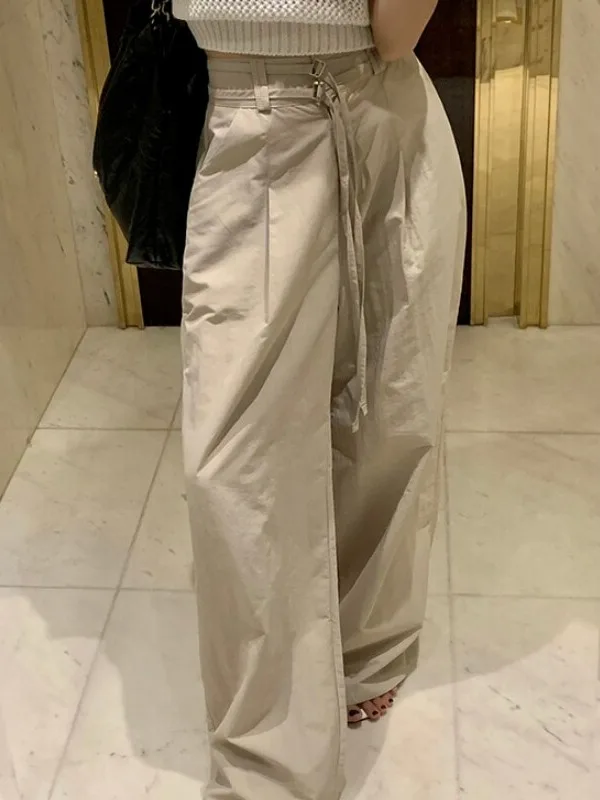High Waist Wide Leg Casual Pants Drawstring Trousers Loose Fit Comfortable Spring Autumn Winter Women's Fashion Street Style