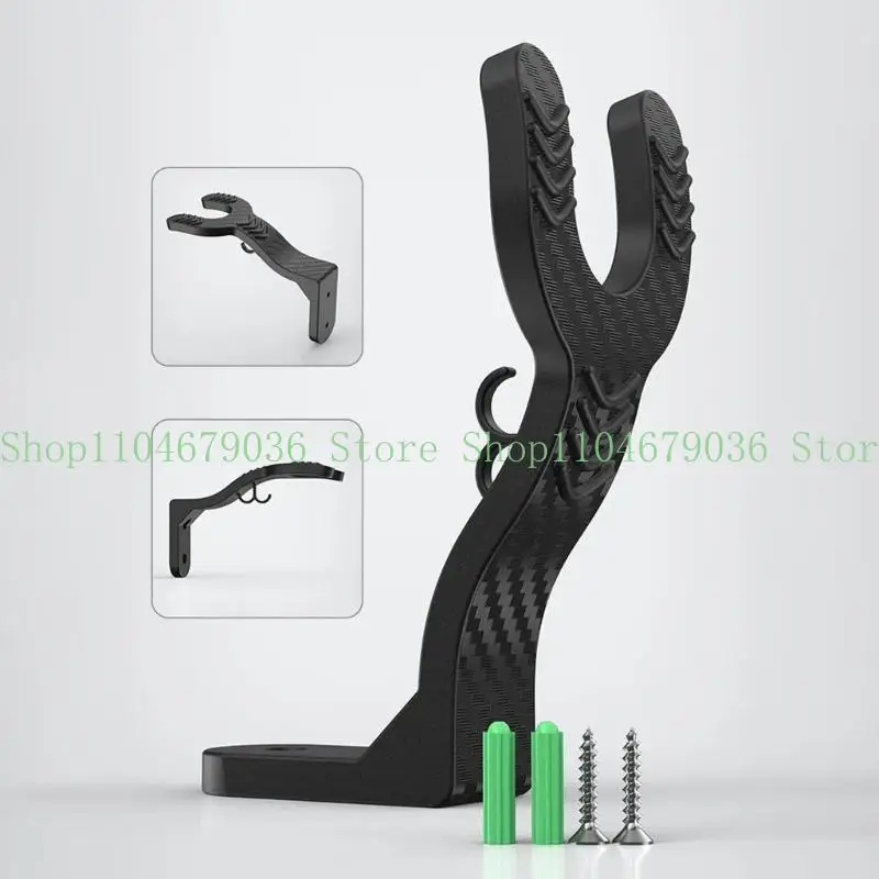 652F Wall Mounted Motorcycle Helmets Holder with Hook Strong ABS Easy Installation Small Design for Helmets Keys
