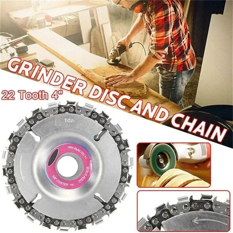 4 Inch 22 Teeth Chain Saw Blade Multifunction Angle Grinder Disc Machine Woodworking Wood Metal Grooving Discs Fine Cutting Tool