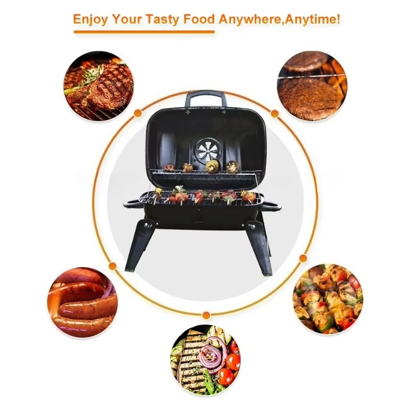 Garden Supplies, Portable Folding Charcoal Grill, Steel Construction, Suitable for Outdoor Picnics
