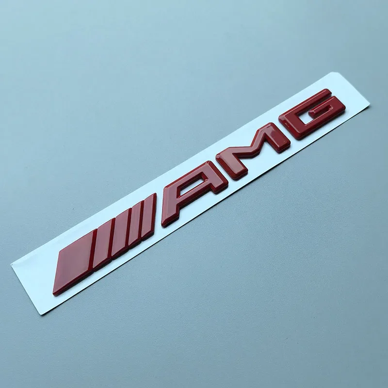 18.8cm 2017 Flat ABS Car Emblem Red AMG Trunk Nameplate Logo Badge Sticker for Mercedes Benz C63 E63 A45 CLA45 GLC63 GLE63 CLS63