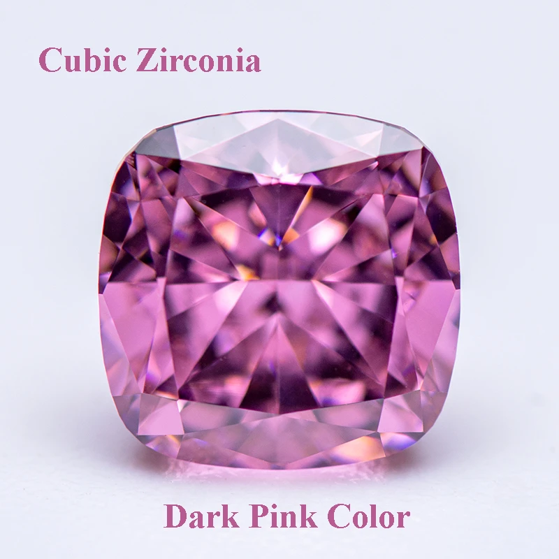 

Cubic Zirconia Crushed Ice Cut Square Cushion Shape Dark Pink Color Charms Beads for Diy Jewelry Making Materials No Certificate