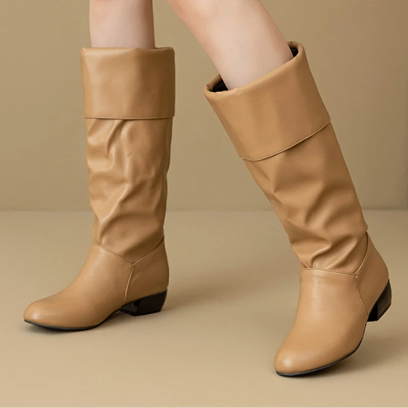 Slip on Knee High Boots Pleate - Waterproof Winter Boot recension och pris