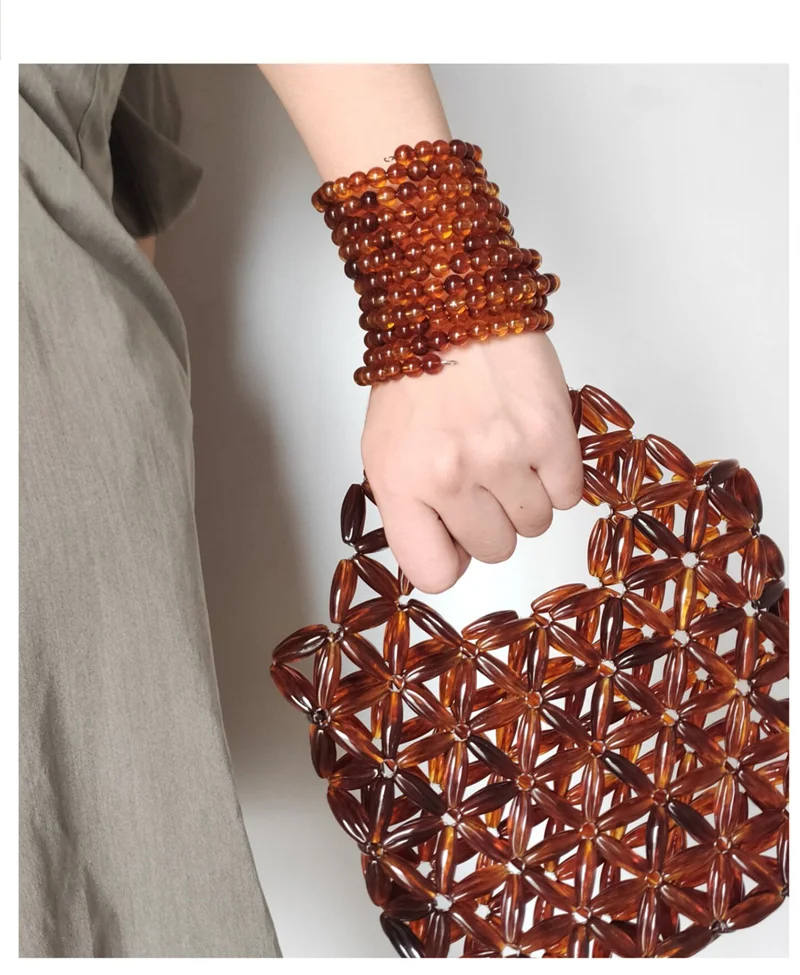 Hot sell fashion hand made custom vintage dark brown make beaded bead handbags