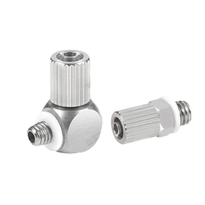 2Pcs 304 stainless steel fittings micro connector Mini M5 thread 4mm PU tube straight  Elbow bend M5-4 air cylinder connector