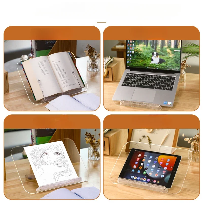 0-50° Adjustable Transparent Reading Book Stand Portable Light Tablet Laptop Stand Painting for Student Office Supplies