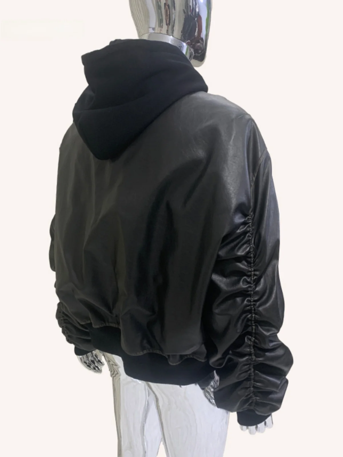 

Nerazzurri Men's Oversize Pilot Leather Jaet Autumn Winter Distred Coloring PU Leather Coat Youthful Casual Sle Zipper...