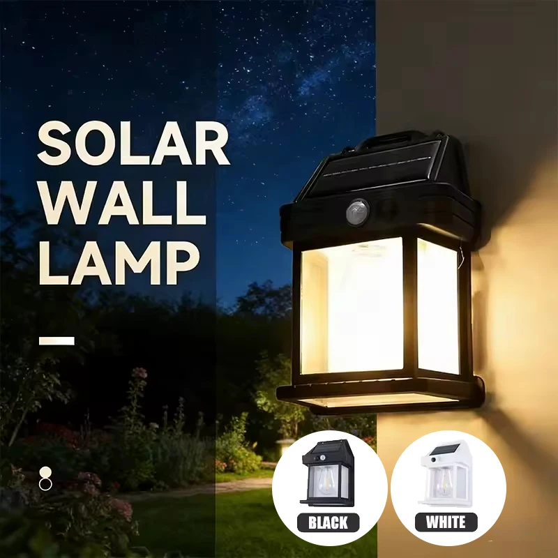 Outdoor Solar Wall Lamp IP65 Waterproof Motion Sensor LED Safety Night Light for Patio Courtyard Porch Barn Garage