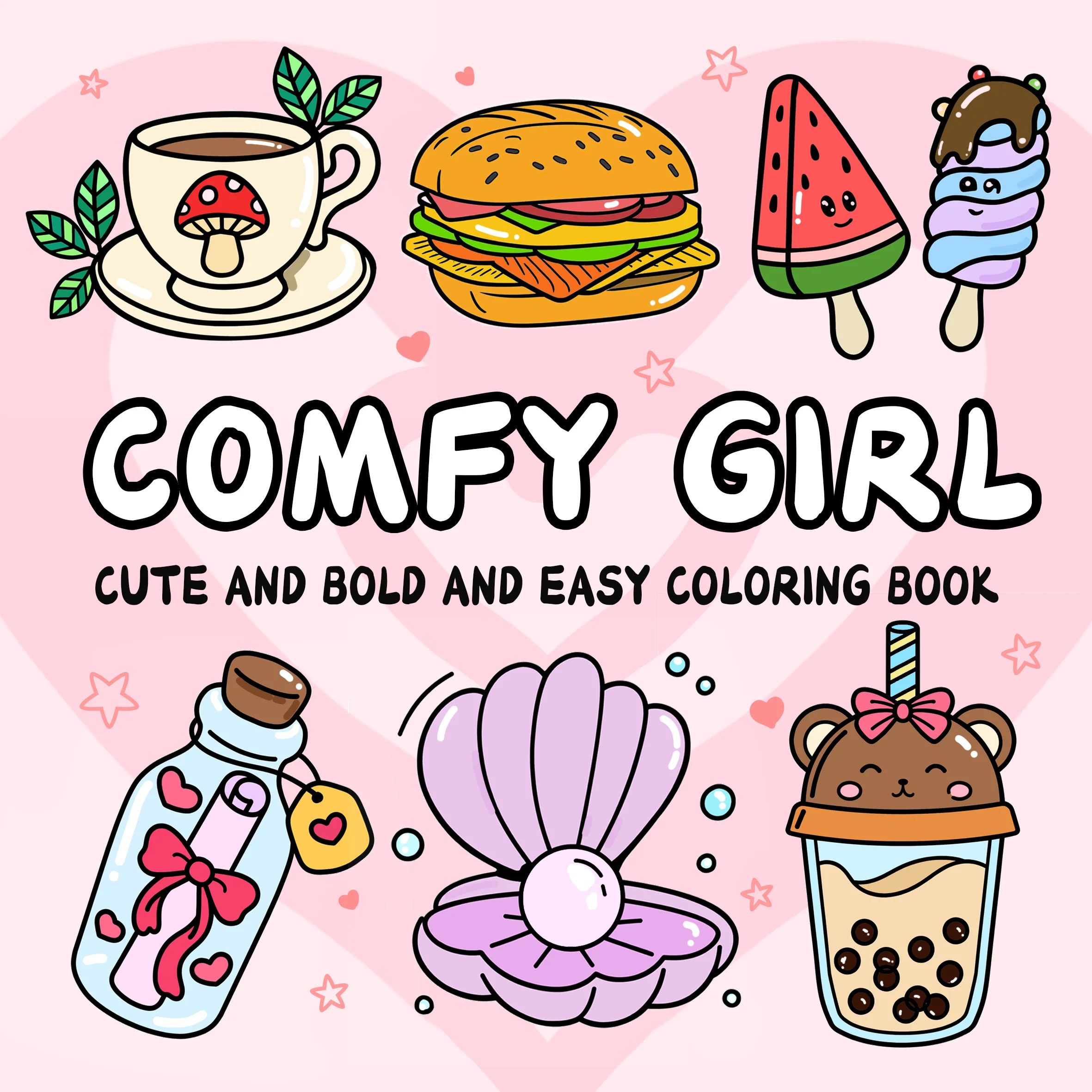 COMFY GIRL Bold-easy Patterns Coloring Book for Adults Cute Drawing Book Perfect Gift for Party and Birthday