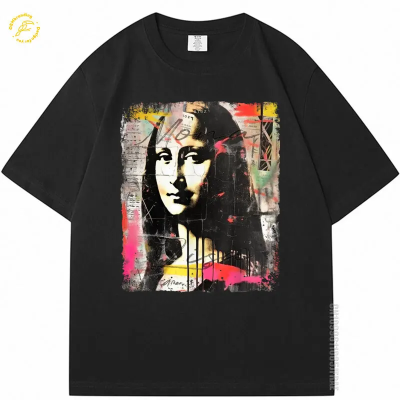 Abstract Graffiti Art Leonardo Da Vinci Art Mona Lisa Oversized T-Shirt Men's Short Shirts Men T Shirt Anime T-Shirts Summer