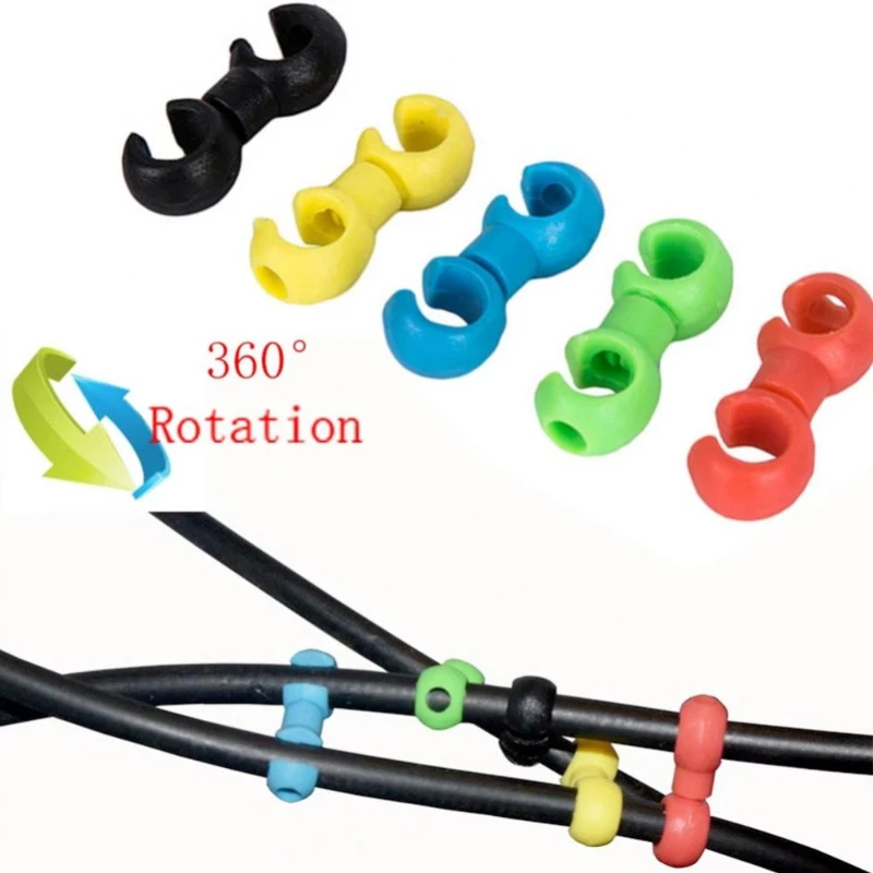 10pcs S Style Bicycle Brake Cable Clips Rotatable MTB Bike Shift Brake Gear Cable Buckle Cycling Cross Hose Guide Line Clips