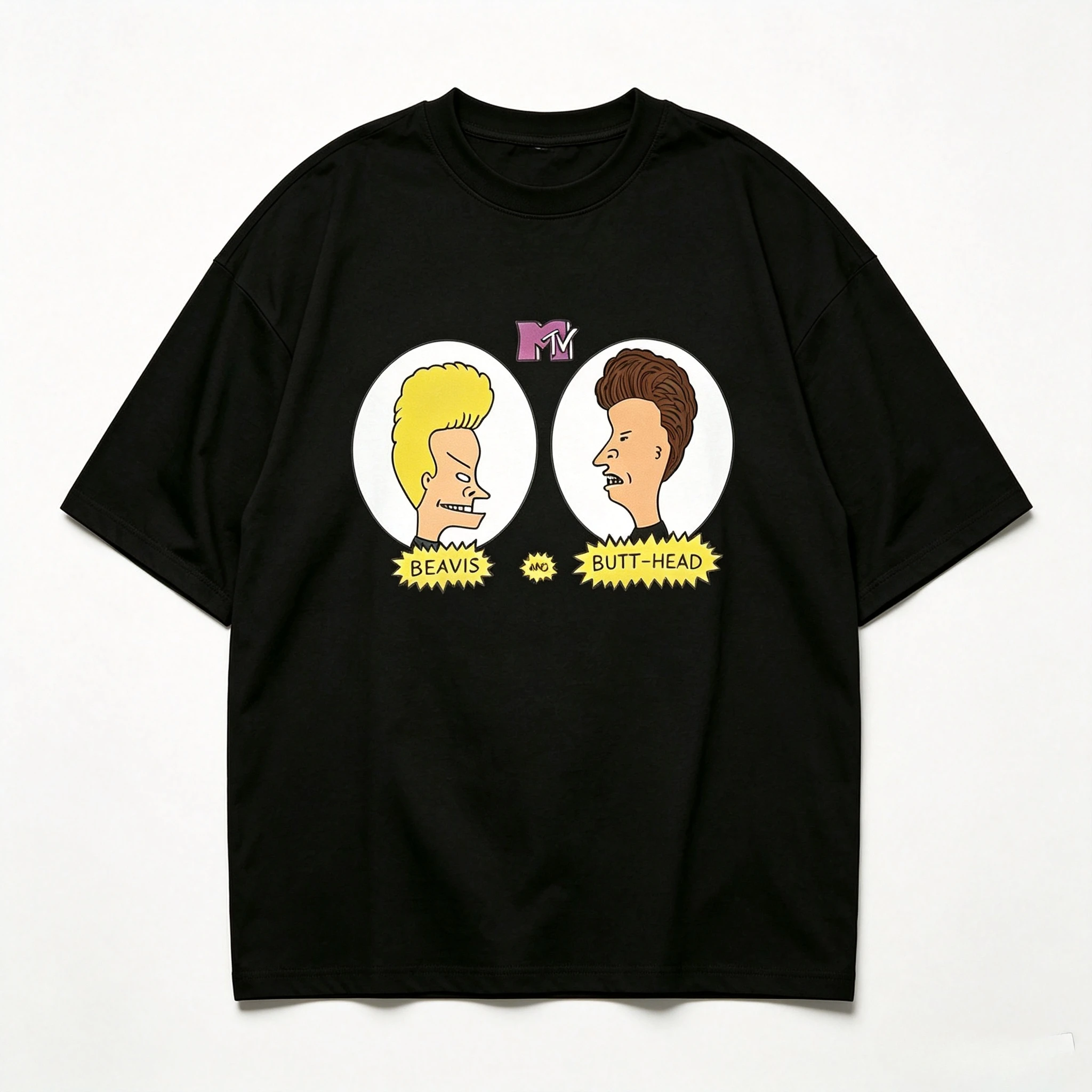 Beavis And Butt‑Head Retro Cartoon Men Modal Print T‑ShirtShort Sleeve O‑Neck Street Fashion Loose Fit Tee Shirts