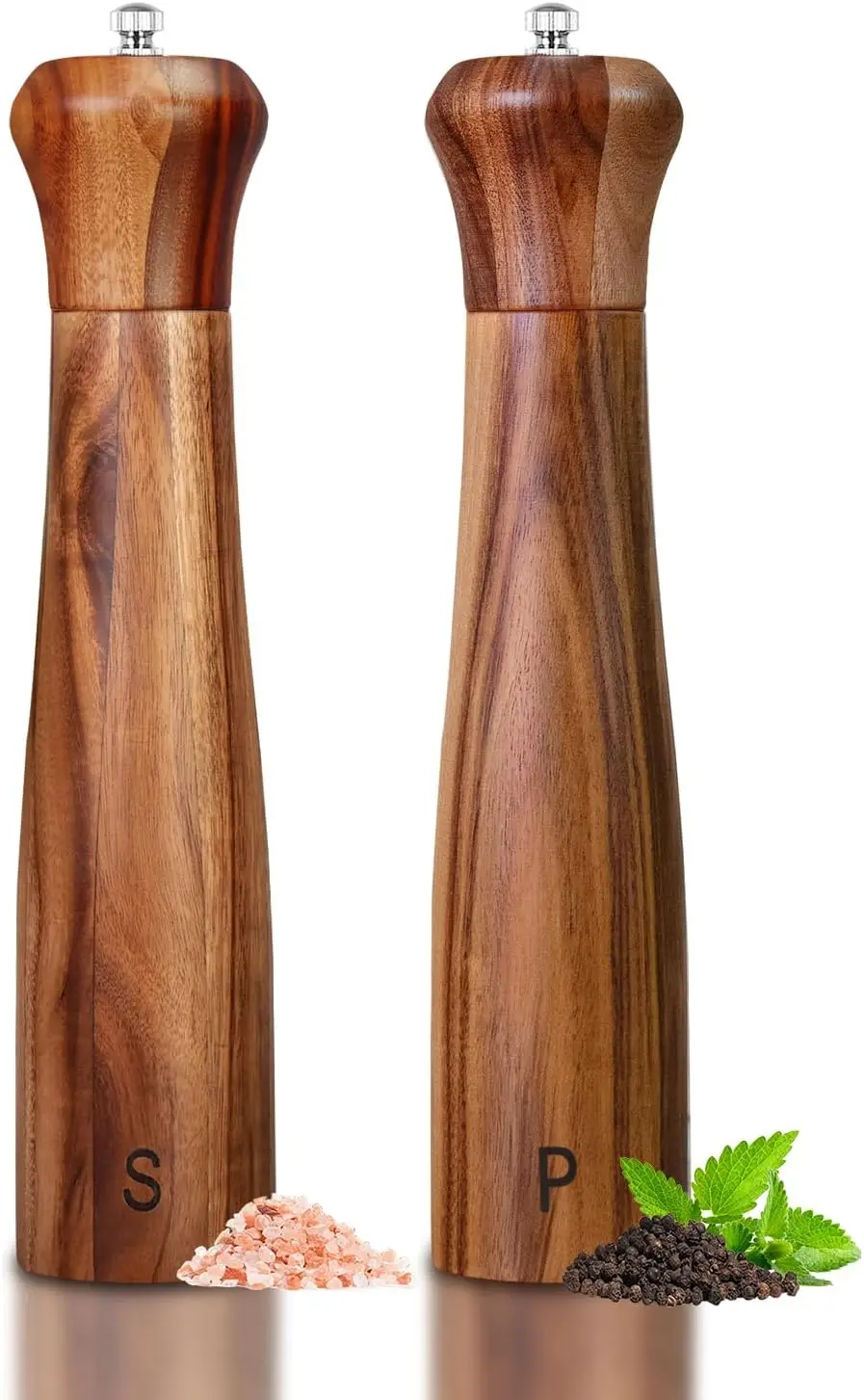 

Набор из 2-х 10-дюймовых мельниц для соли и перца из акации, ручные мельницы для соли и перца, мельница для соли