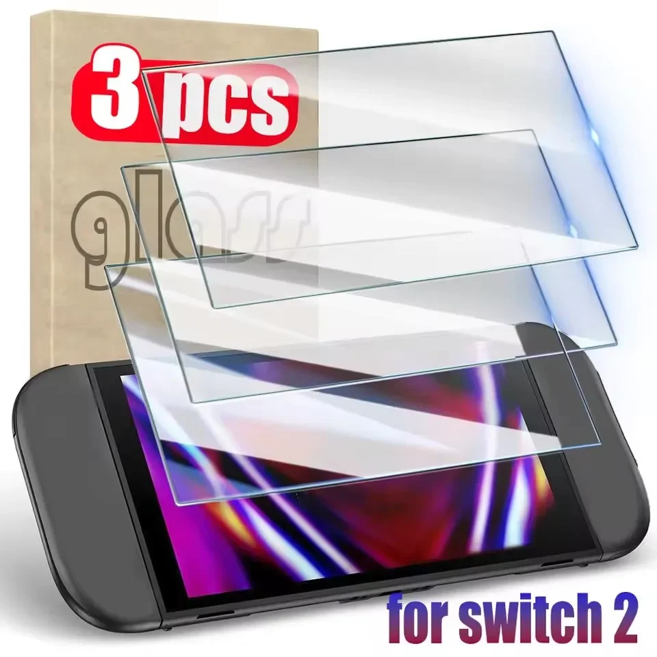 Paquete de 1/2/3 protectores de pantalla de vidrio templado premium para Switch 2, transparentes HD, antiarañazos.