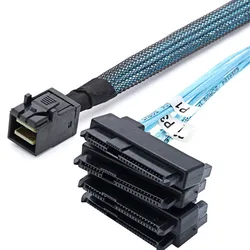 SAS SATA kablosu SFF-8643 ila 4 SFF-8482 dahili Mini SAS HD 15pin güç bağlantı noktası sabit disk Splitter ile 4 SFF-8482 konnektör