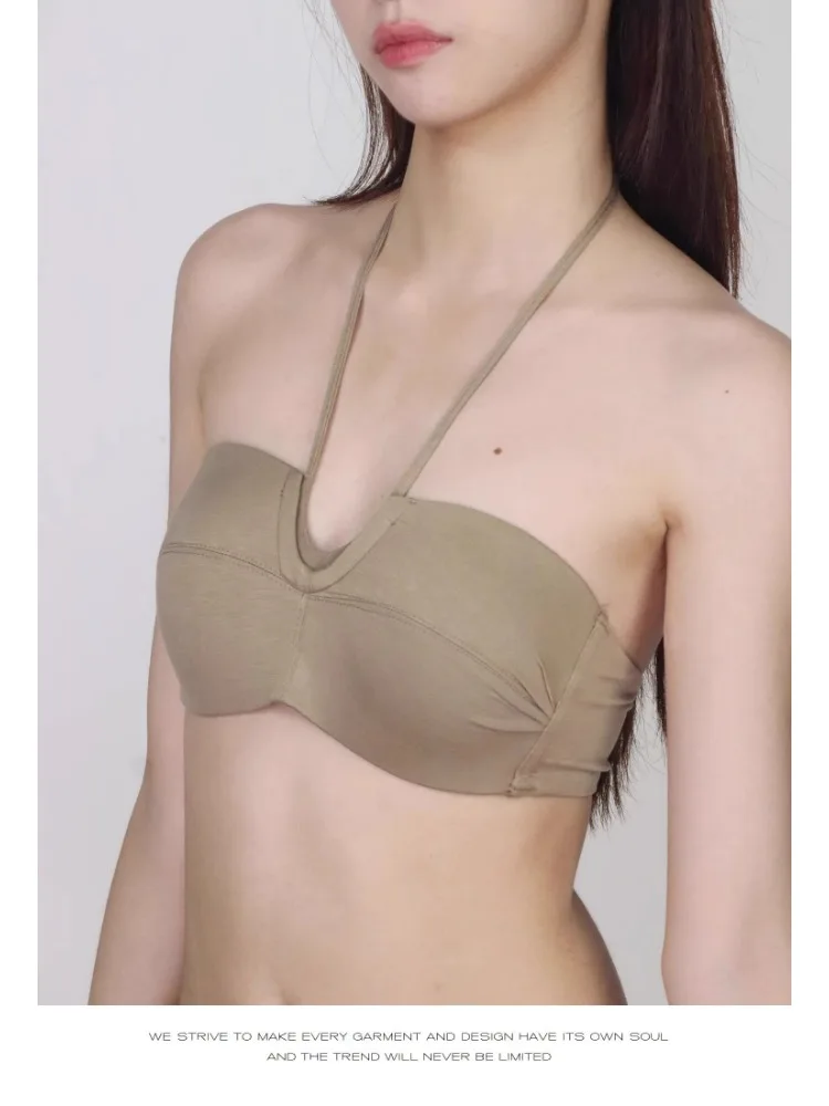 Trägerloses Bralette mit Röhrenoberteil |   Kawaii Neckholder, kleine Büste, sexy Rücken, Minimizer-BH, Push-Up, Raffung, große Brust, Look, kleiner Sommer