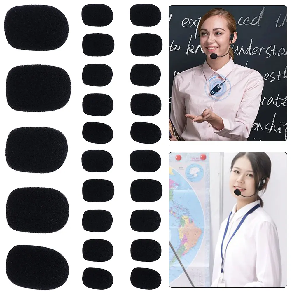 

25 шт. мягких эластичных губчатых чехлов для микрофонов-петличек на голову/воротник