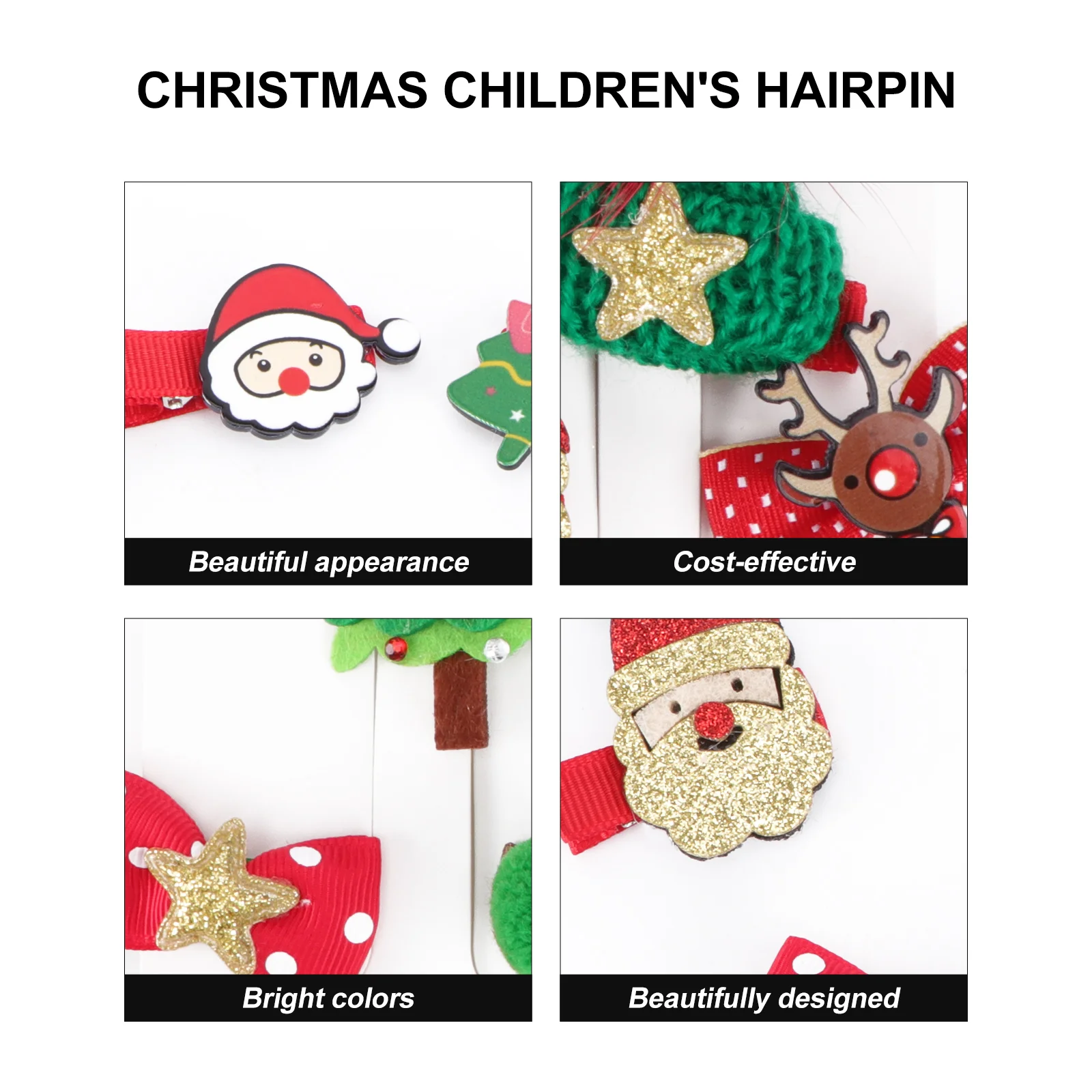 Kids Barrettes for Hair Christmas Clips Head Ornament Hairpin Colorful Cloth Child