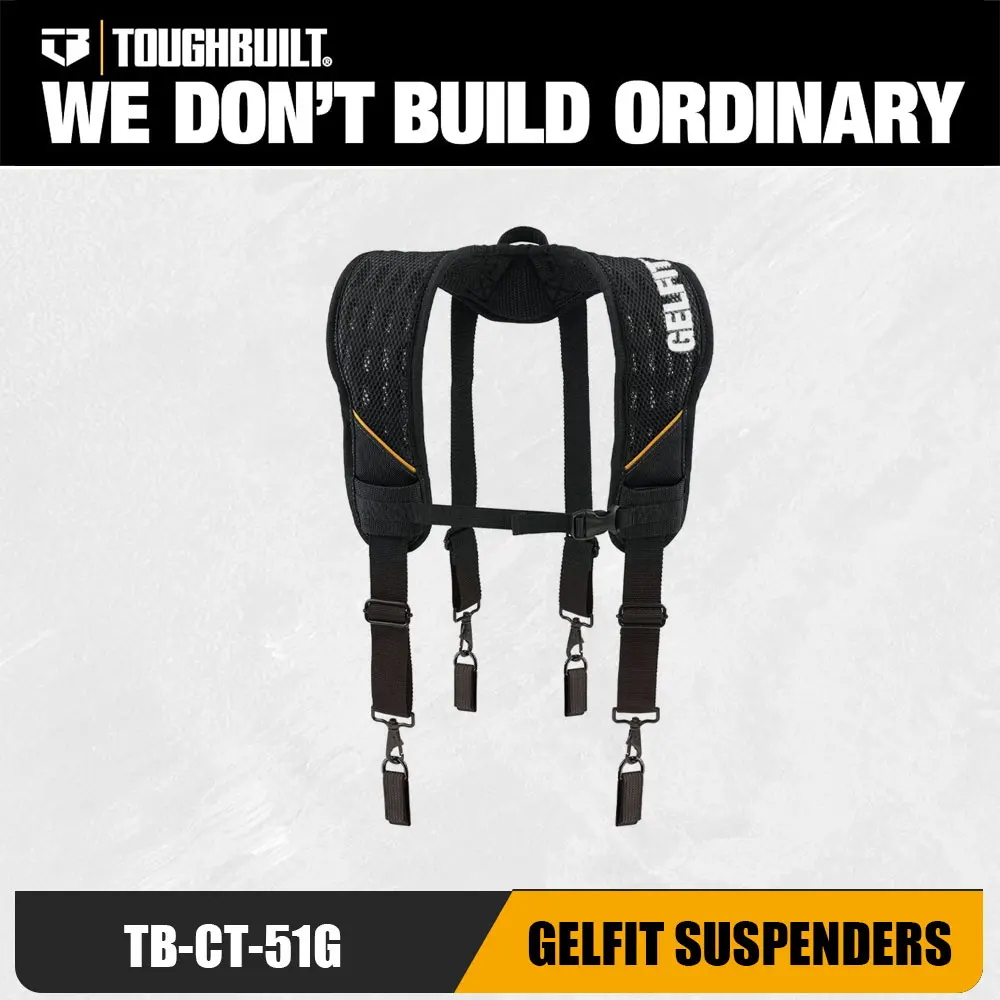 1pc TOUGHBUILT TB-CT-51G Professional Padded Shoulder Strap Pro Tool Belt Suspenders