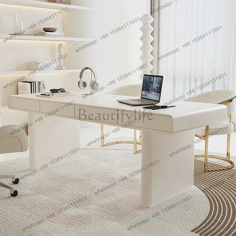 

Cream Wind Solid Wood Desk Small Apartment Household French Beauty Office Cashier Desk Writing Desk