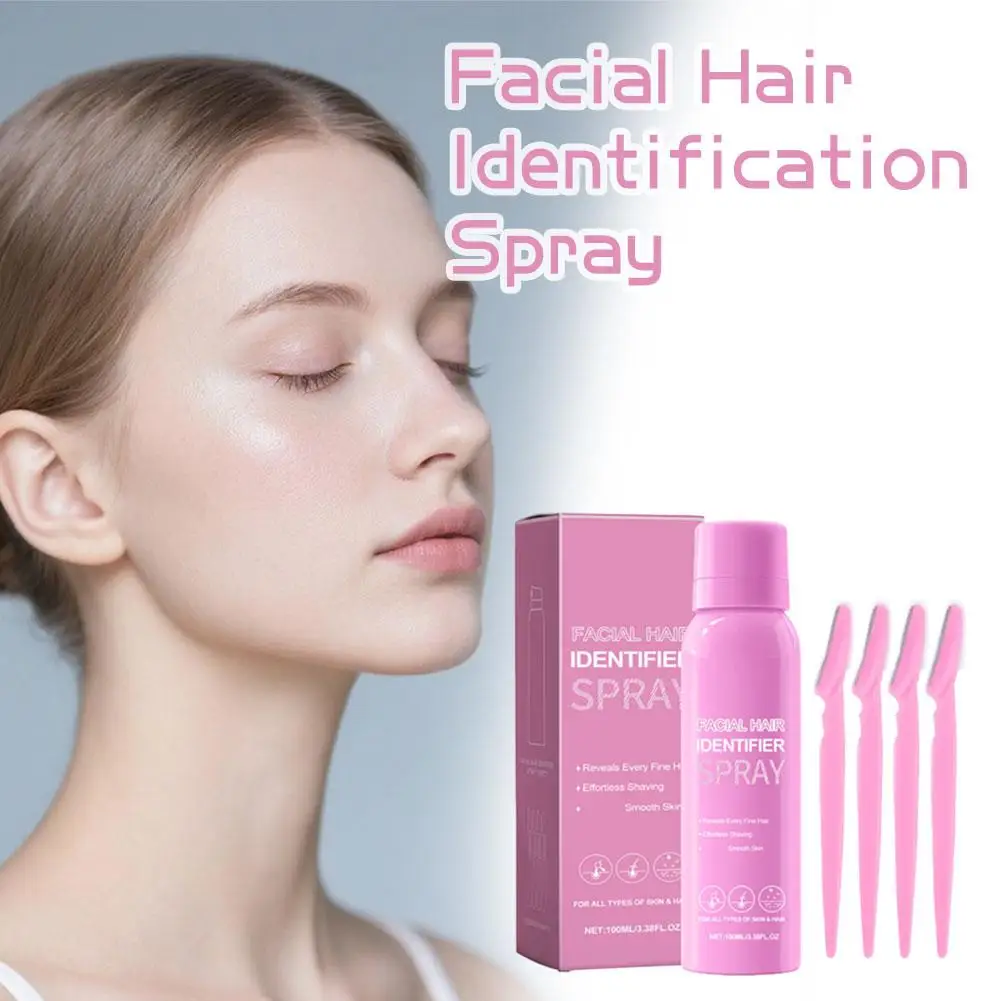 

Набор спреев для идентификации волос на лице с 4 бритвами, 100 мл определения тонких волос для легкого бритья, гладкой кожи, для любой кожи