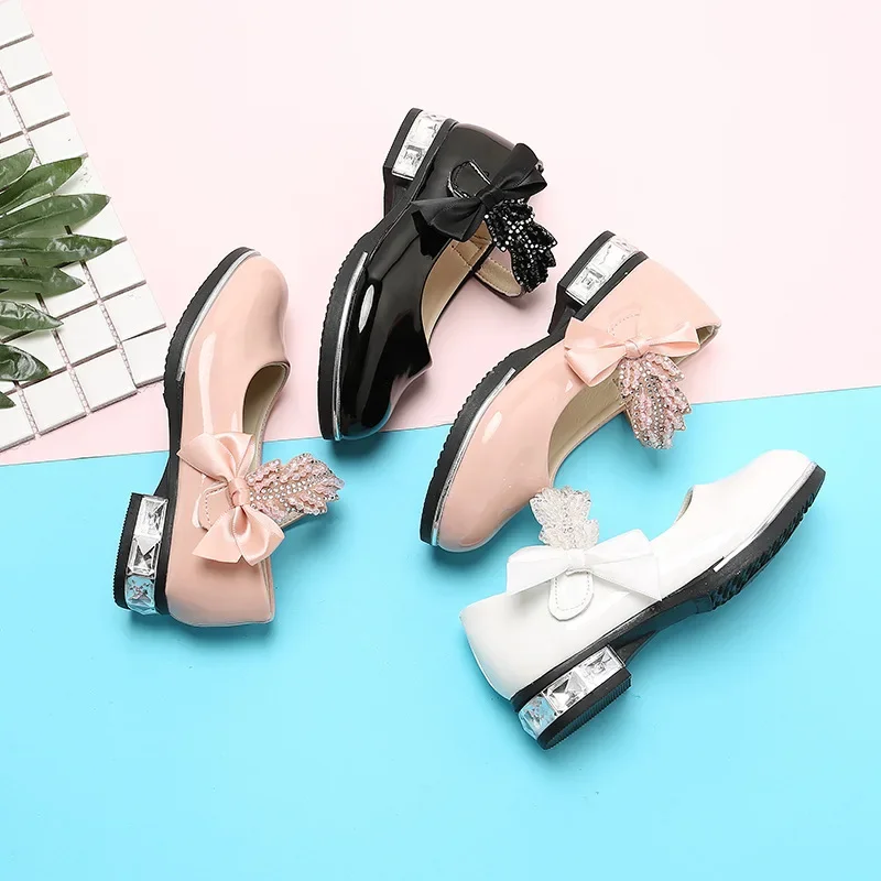 

Fashion Girls Shoes Spring New Kids Leather Shoes Soft Soled Girl Princess Shoe Anti Slip Kids Casual Shoes Simple Child Shoe