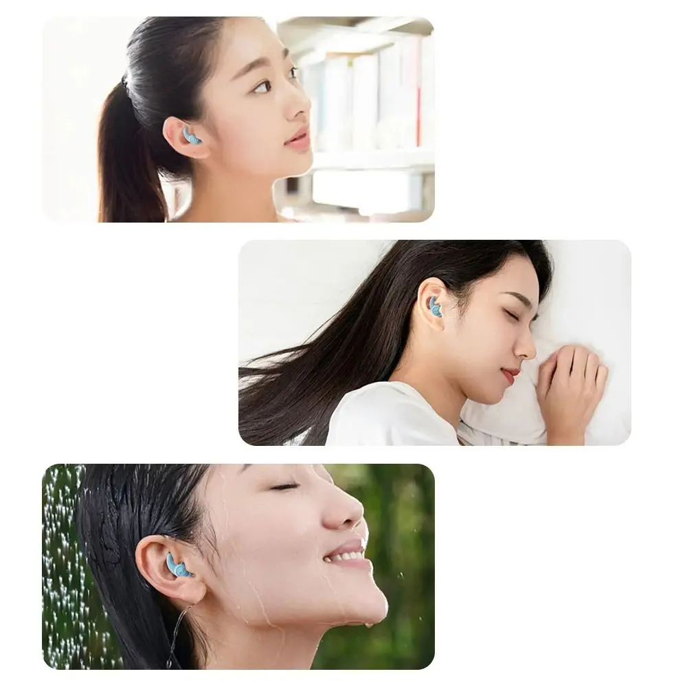 Waterproof Anti Noise Earplugs Noise Reduction Soft Comfort Swimming Earplugs Ear Protector Reusable Silicone Ear Plugs